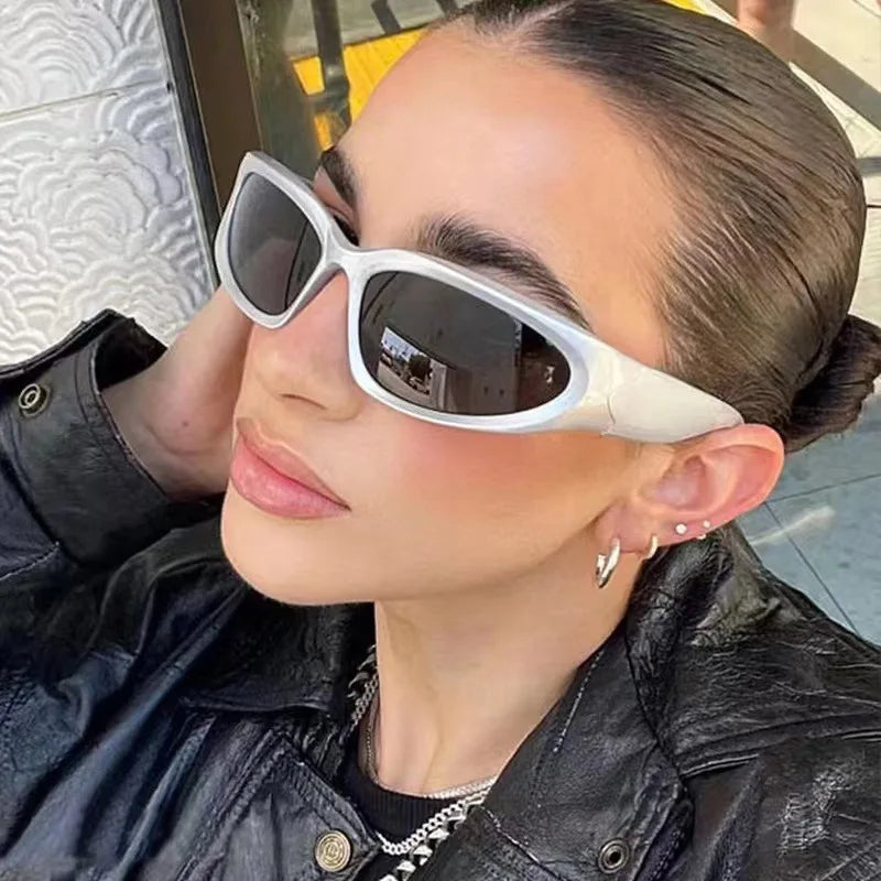 Custom Logo Hot Sale Fashion Men Mirror Lens Silver Punk Sun Glasses Y2K UV400 Sports Sunglasses Women