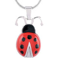 Stainless Steel Silver Plated Vintage Red Ladybird Memorial Cremation Ash Holder Pendant Keepsake Urn Necklace for Pet Animal