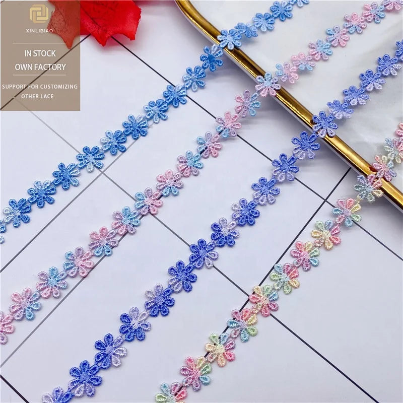 Wholesale Polyester Embroidered Lace Wedding Dress Clothing Accessories Rose Flower Border Lace Trim Trimming Lace