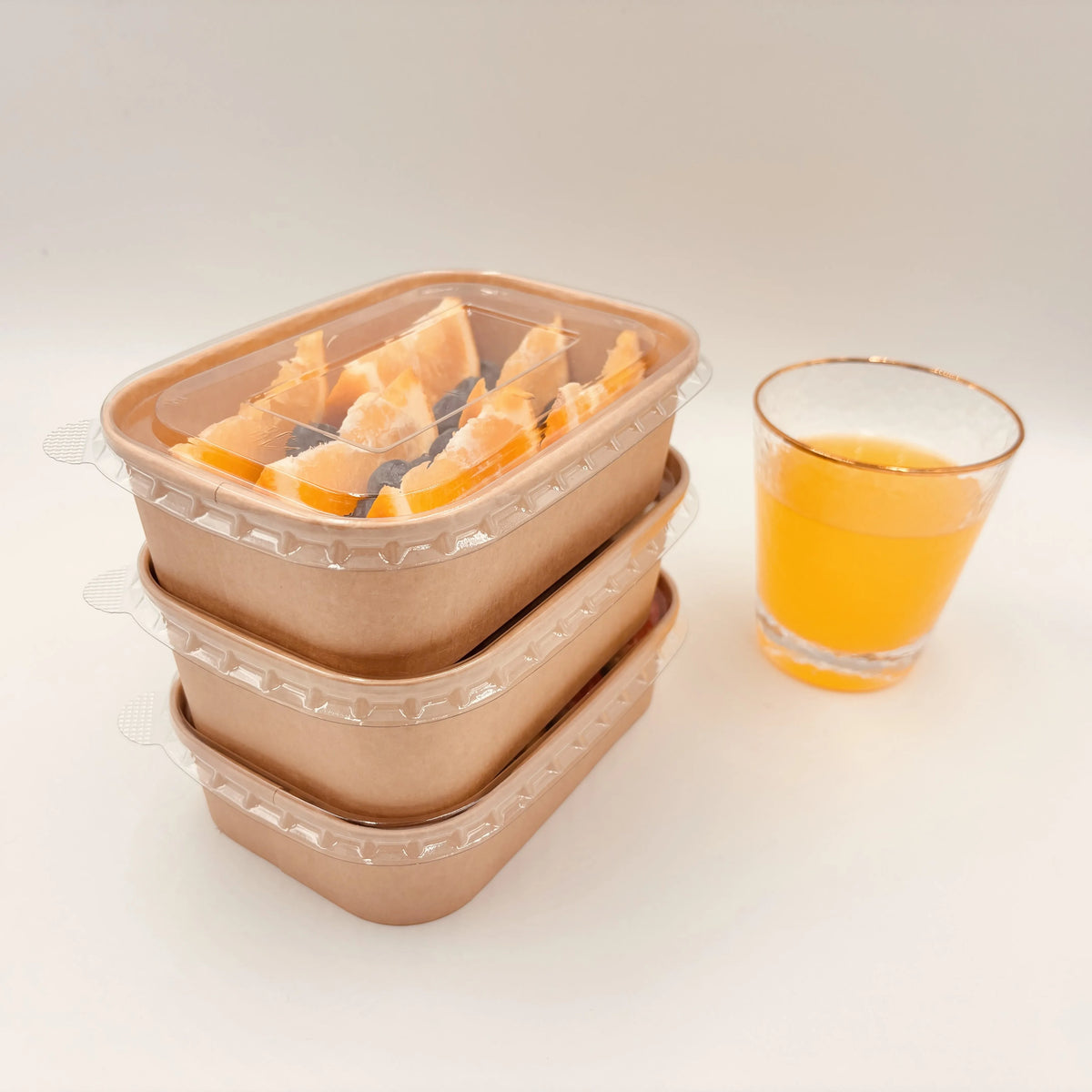 Eco-friendly Recyclable Kraft Paper Box Microwavable Food Container for Salad Noodles Sushi Packaging Use Reclaimed Materials