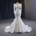 Jancember 231085 Ivory Illusion Appliqued Elegant Wedding Mermaid Dresses