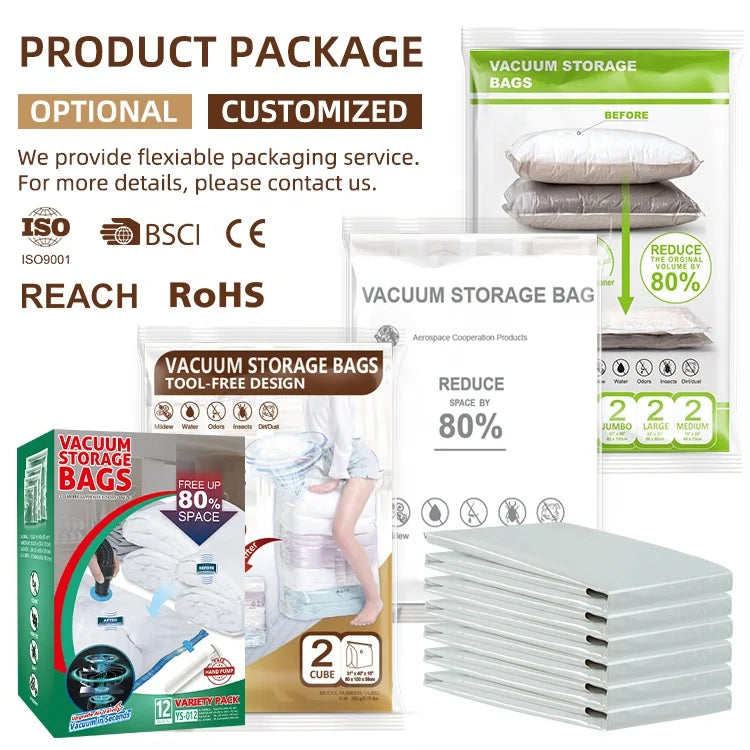 TAILI Modern Design Jumbo Folding Vacuum Storage Bag PA+PE Space Saver Compressed for Blankets & Clothes Packing