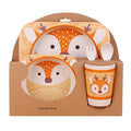 5pcs Cute Animal Bamboo Fiber Kids Dinner Plate Set Eco-friendly Bamboo Fiber Kids Dinnerware Sets