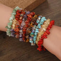 SC Bohemian Women Colorful Natural Crystal Chip Beads Bracelets Healing Gravel Chipped 7 Chakra Stone Bracelet for Girls