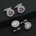 Cheap Wholesale Good Quality  Hot Cuff Links Diamond-studded Sleeve Stud Zinc Alloy Men's Round Zircon Cufflinks