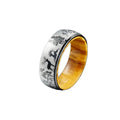POYA 8mm Oliver Wood Liner Silver Stainless Steel Classic Style Ring Two Black Deer Herd Forest Design Wedding Anniversary Gift