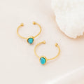 Elegant New Design Fashion Simple Jewelry Geometric Open Stainless Steel Gold Plated Turquoise Adjustable Woman Luxury Ring