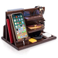 Wood Phone Docking Station Ash Key Holder Wallet Stand Watch Organizer Men Key Holder Wallet Stand Wood Phone Docking Station