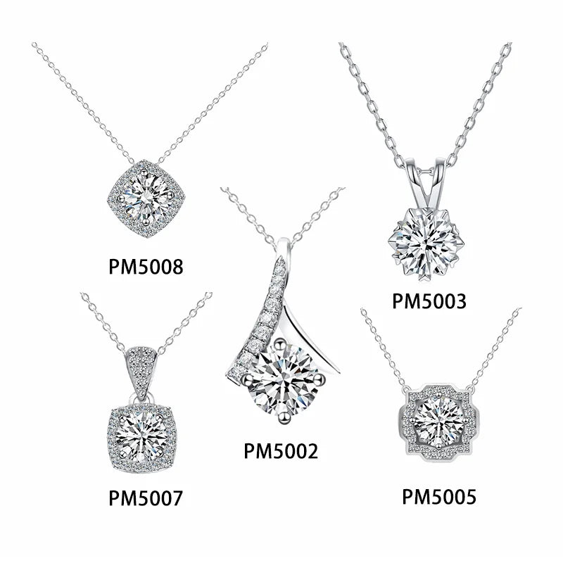 S925 plated white gold 1.00 Carat Brilliant Cut Moissanite  stone  Necklace Pendant