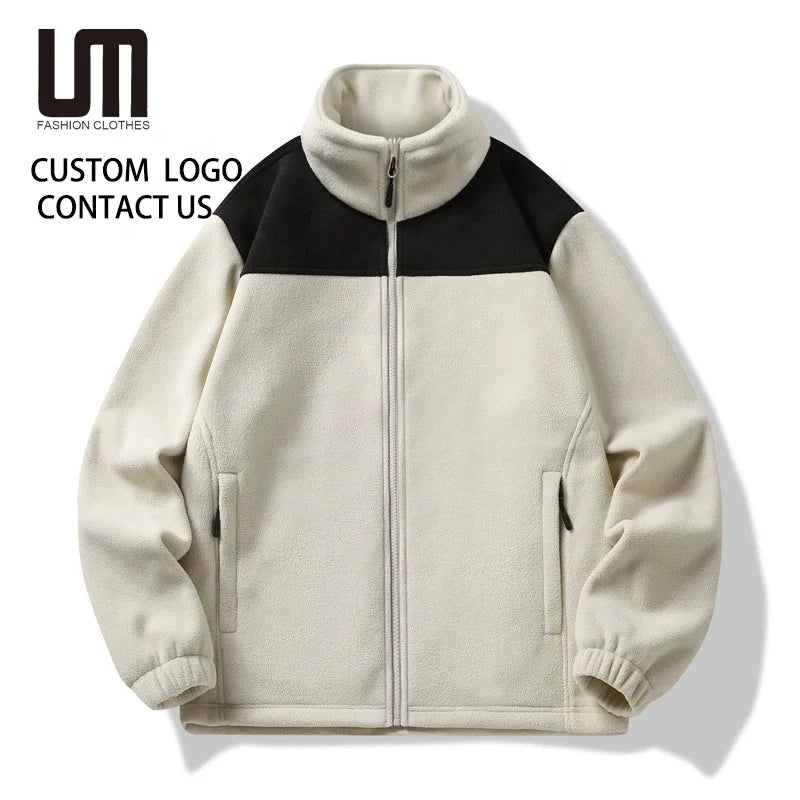 2025 Autumn/Winter Men Plus Size 5XL Fleece Jackets - Custom Logo Stand Collar Zipper Casual Outerwear (Trending Warm Coat)