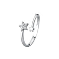 Fine Jewelry 925 Sterling Silver Cubic Zirconia Ring Rhodium Plated Open Adjustable Resizable Stars Rings for Women