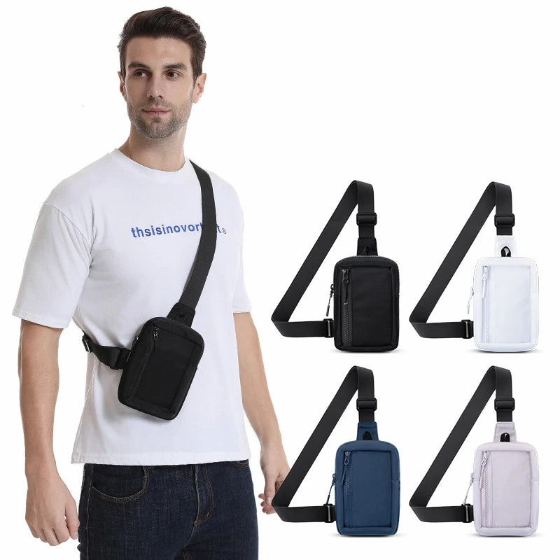 HUALIAN Men's Fashion Mini Nylon Single Shoulder Bag Small Black Crossbody Messenger Sport Bag