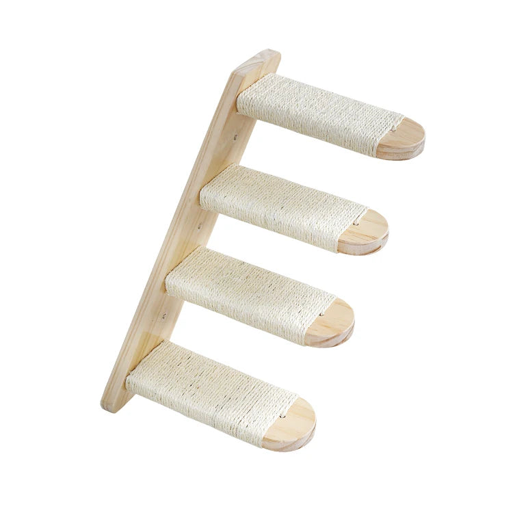 Wooden Sisal Rope Cat Shelf Toy Cat Climbing Shelf Wall Mounted Scratching for Cats