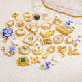 Fashion Jewelry Diy Wholesale Bulk Stainless Steel Designer Waterproof Gold Flower Butterfly Key Heart Charms for Jewelry Making