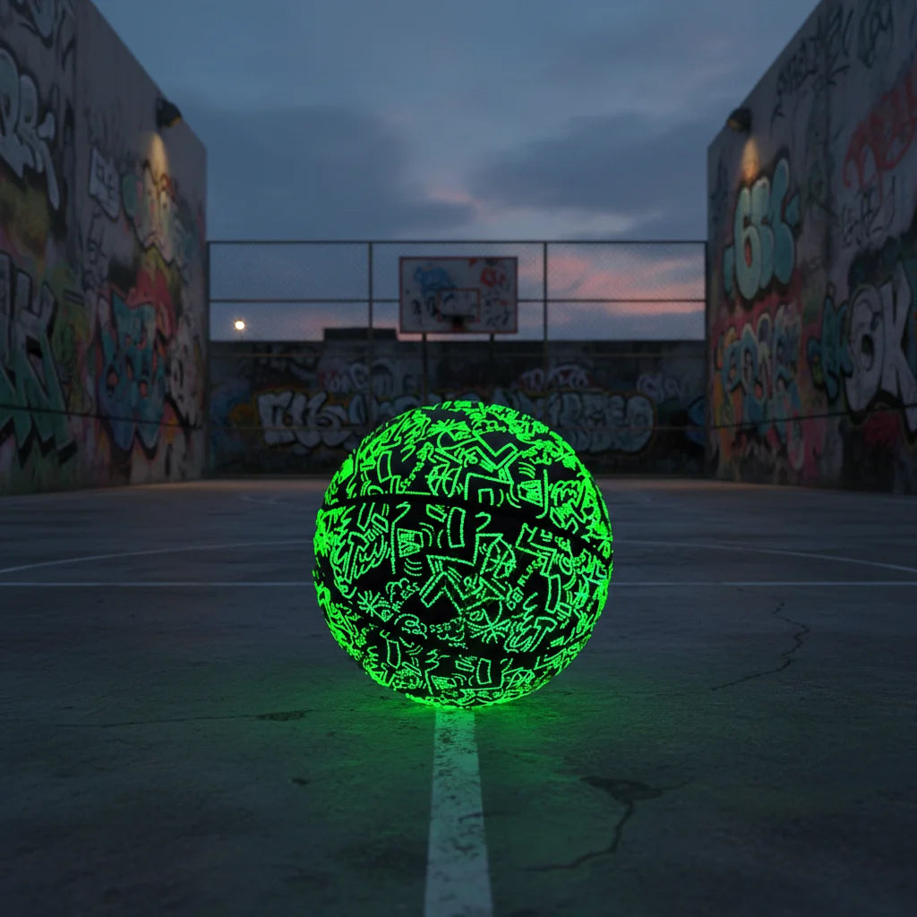 New Premium PU Digital Print Light up Basketball-Perfect Glow in Dark Size 7 High-quality Training Use Water Resistant