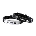New Arrival Her King His Queen Crown Engraved Silicone Couple Bracelet Set