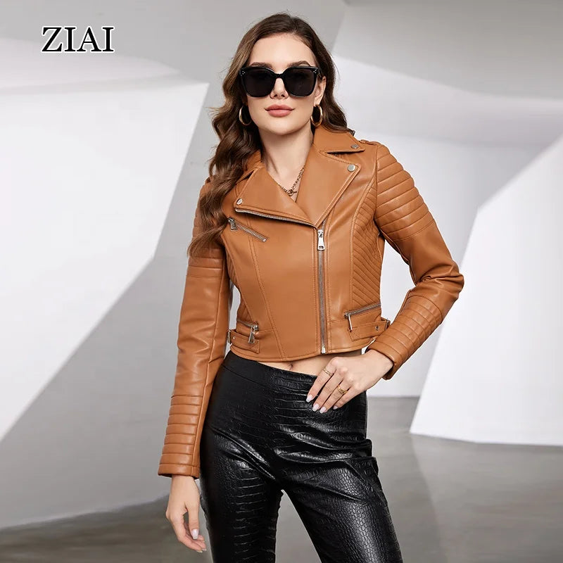 Luxury Clothing Autumn Custom Outdoor Winter Jackets Female Black Motorcycle Women PU Leather Jacket for Women