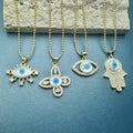 Wholesale Classic Evil Eye Necklace Zircon Sea Shell Butterfly Marquise Hamsa Pendant Jewelry for Women