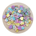 100Pcs Rainbow Color Sweet Heart Slime Charms Flatback Resin Cabochons Love Heart Buttons Beads for Fairy Garden Scrapbook Decor