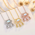 Chinese Culture Moonstone Longevity Lock Serenity Prayer Pendant Necklace Jewelry Women