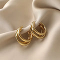 Fashion Jewelry 925 Sterling Silver Pin Double C Stud Earrings Women Gold Plated C Shaped Hoop Earrings for Party