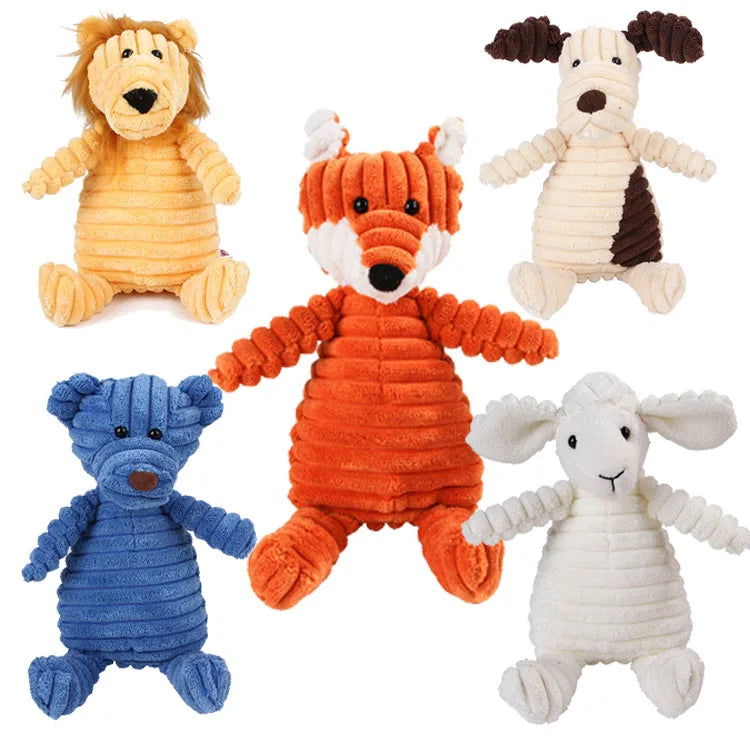 Fleece Durable Teething Training Puppies Squeaky Puppy Plush Toy Animal Chewing Pet Molar Dog Chew Toys
