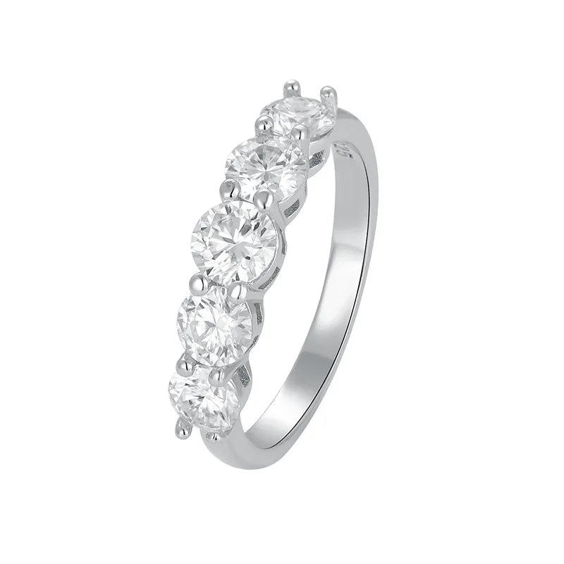 Silver 925 Original Total 2.2 Carat Brilliant Cut Pass Diamond Test D Color Moissanite Wedding Ring Band for Women Fine Jewelry