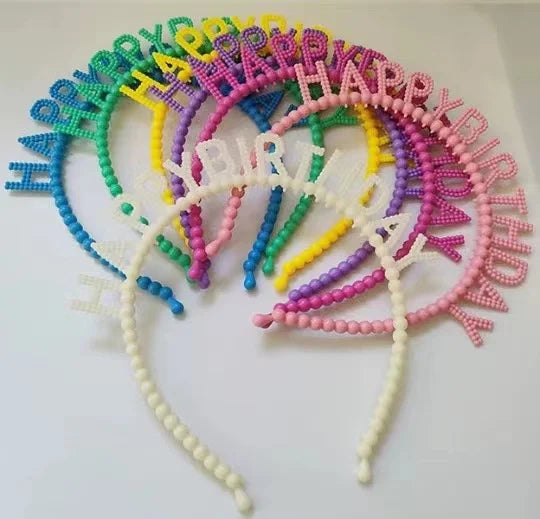 New Happy Birthday Headband for Kids Birthday Party Accessory Girls Hairbands Decoration PP Birthday Headbands Hairband Supplies
