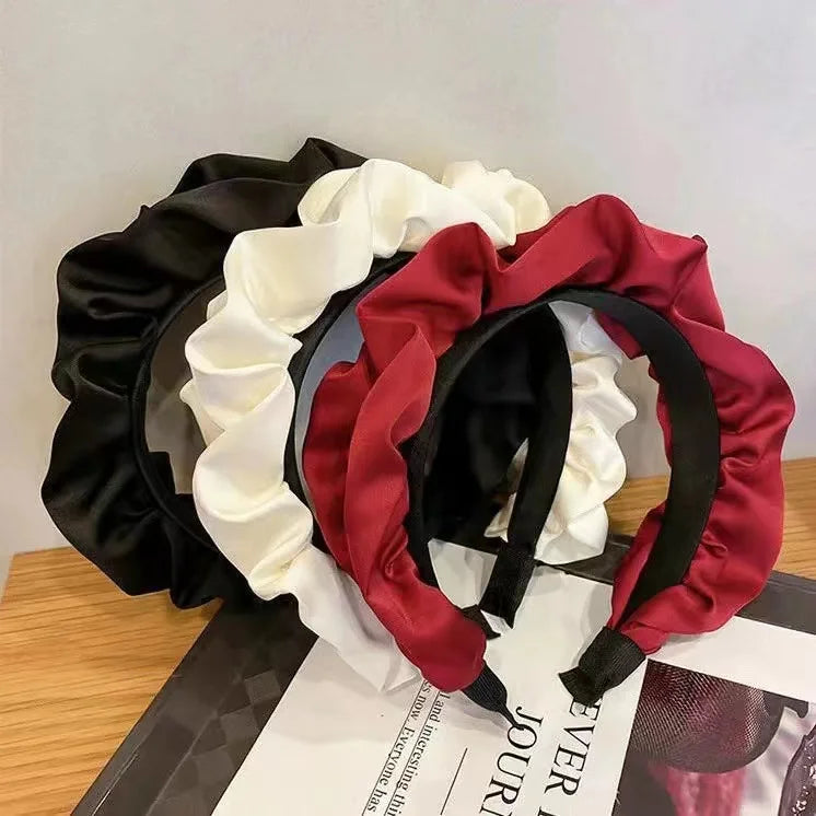 Wholesale New Design Korean Women Wide Side Silk Headband Simple Pop Hair Hoop Fashion INS Style for Girls Hair Accessories