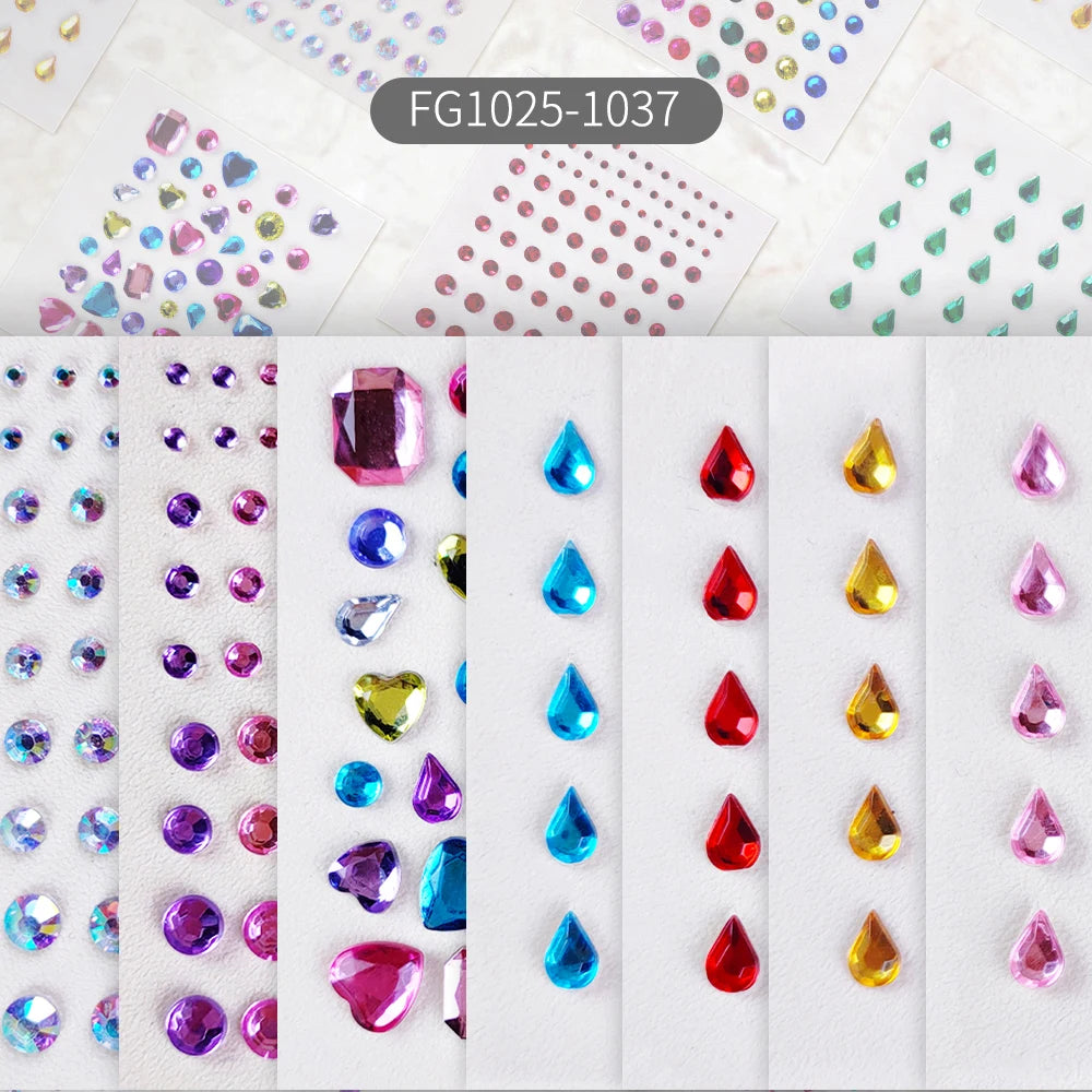 Five & Ten GMPC/Sedex/ISO/EUDR Face Gem Sticker Children Day Body Art Crystal DIY Temporary Tattoo Sticker Supplies Custom