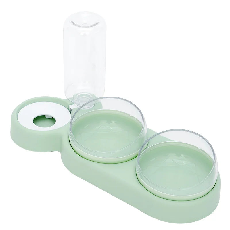 2022 Hot Sale Elevated Plastic Pet Double Bowl Designed Double Dog Food Bowl With Water Bottle