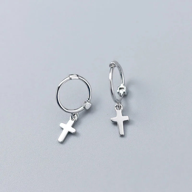 Fashion Jewelry 925 Sterling Silver Circle Cross Clip Earring for Women and Girls Gift Jewelry