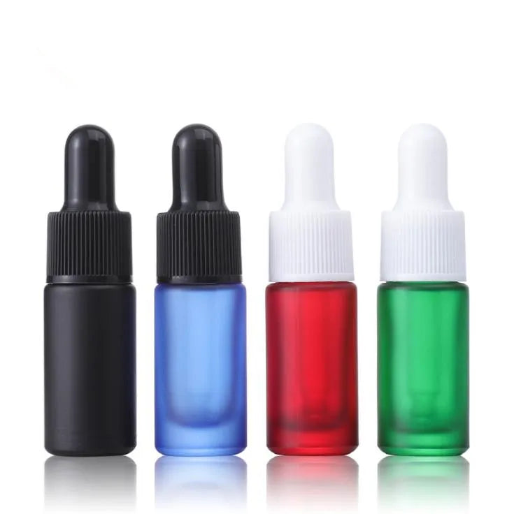 In Stock 5ml Matte rainbow Black pink Colors Glass Dropper Bottle for Perfume/essential Oil