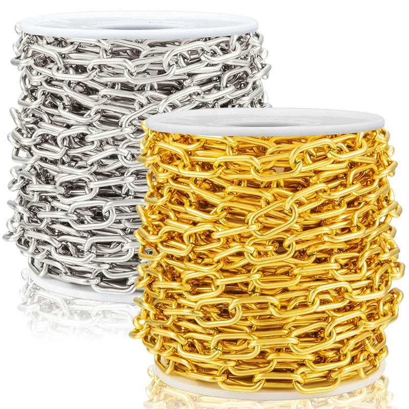 18kGold Color Plated Oval Link Stainless Steel Chain for Jewelry Making DIY Bag Necklace Bracelets Chain Accessories