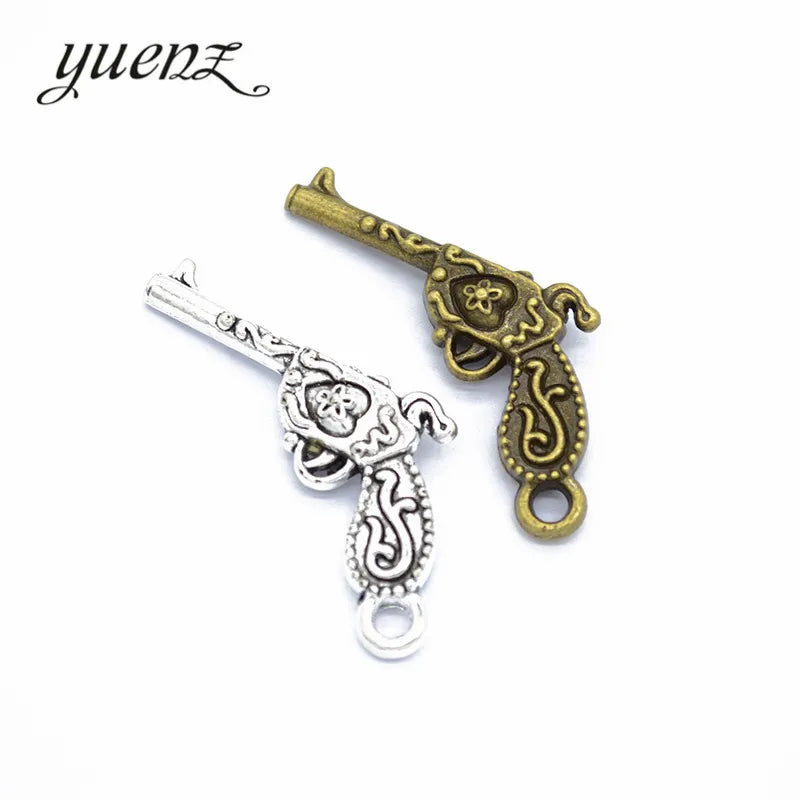 YuenZ Antique Silver Color Pistol Charms Pendants for Bracelet Necklace DIY Jewelry Making Finding Accessories 42*25.5mm M27
