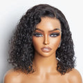 Transparent Lace Frontal Human Hair Wigs for Women Side Part Jerry Curly Lace Wigs Pre-Plucked Short Bob Curly Wigs 10-14" 180%