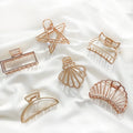 Newest Design Girls Gold Hair Claw Clip Hollow Shark Claw Clip Alloy Big Metal Clamps for Women