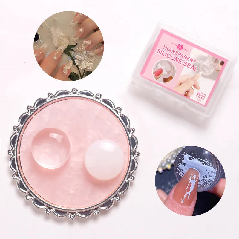 Transparent Silicone Stamper 2.8cm Nail Art Stamping Head for French Nail Tips Clear Jelly Nail Stamper Replacement