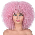 WH-03QT Afro Kinky Curly Wigs Short for Black Heat Resistant African Synthetic Ombre Glueless Cosplay with Bangs Women Support