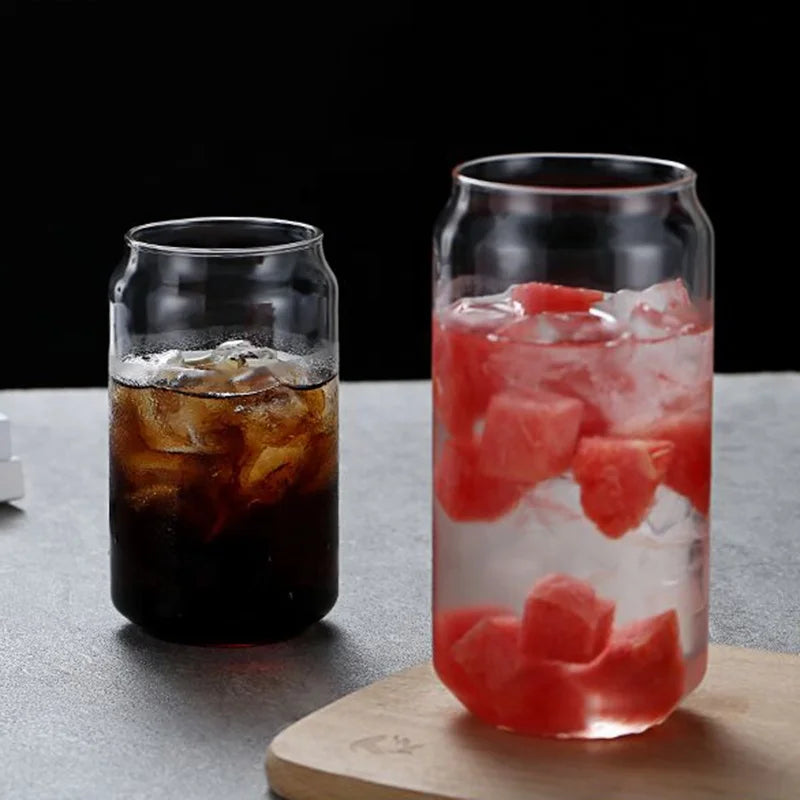 Premium Quality Crystal Clear  Drinkware Beer Glass Can Shaped Beer Glasses Bubble Boba Tea Cup Tumbler for Iced Coffee Soda