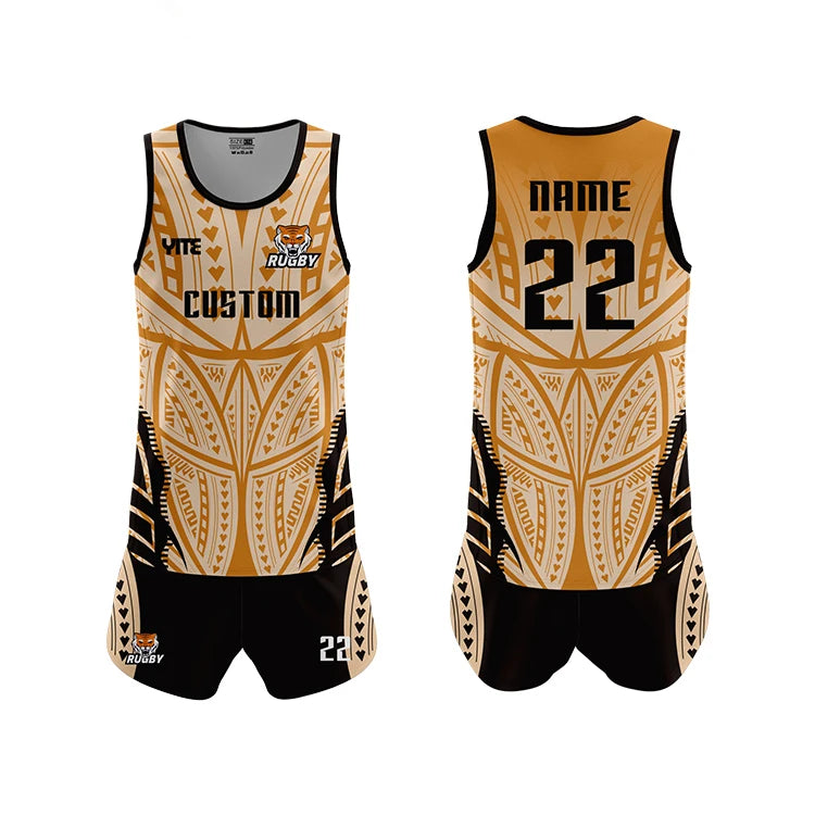 Wholesale Cheap Custom Touch Football Singlets Breathable Quick Dry 100% Polyester Unisex Adult Yellow Jersey