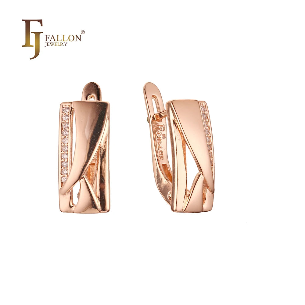 FJ Fallon Fashion Jewelry Earrings Plated in Rose Gold Brass Based