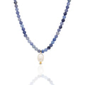 Chris April 316L Stainless Steel Natural Blue Aventurine Gem Pendant Chain Freshwater Pearl Necklaces Wholesale