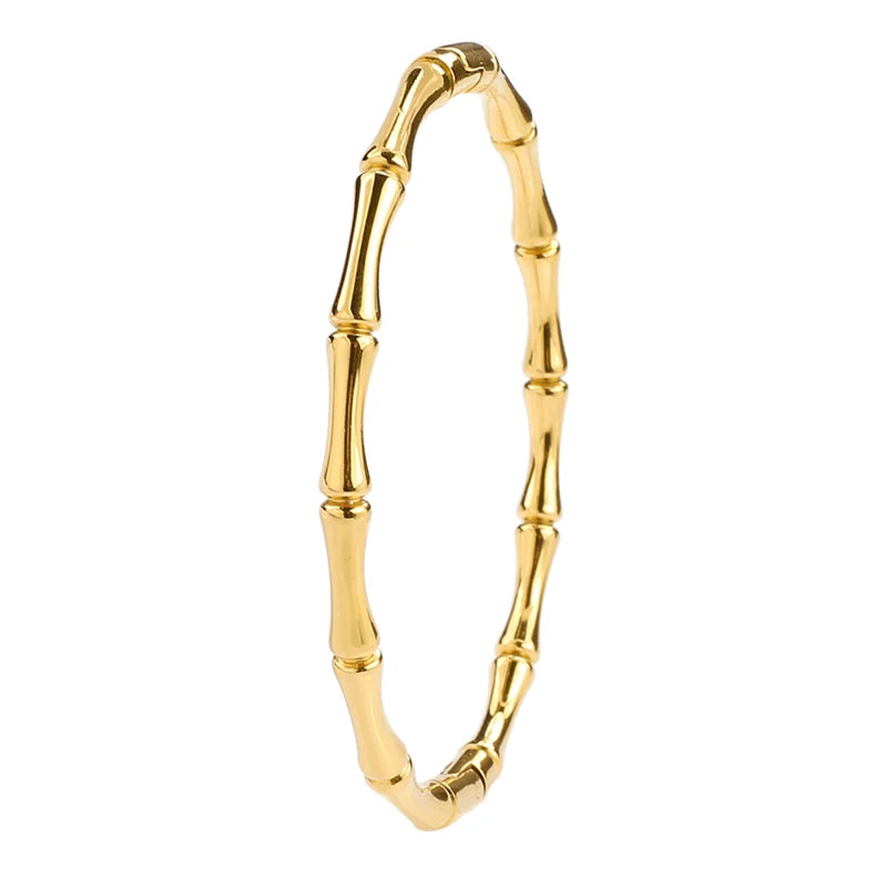 2024 Fashion Custom Jewelry Stainless Steel Bamboo Bangle Bracelets Gold Plated Gifts for Men Women
