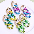 Punk Style Chain Custom Length Necklace Earrings Set 2024 Popular Clasp Metal Multicolor Acrylic Trendy Women's Drop Earrings FS