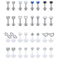 Random Style 16G Stainless Steel Clear CZ Labret Monroe Lip Ring Cartilage Barbell Piercing Earring Stud for Children