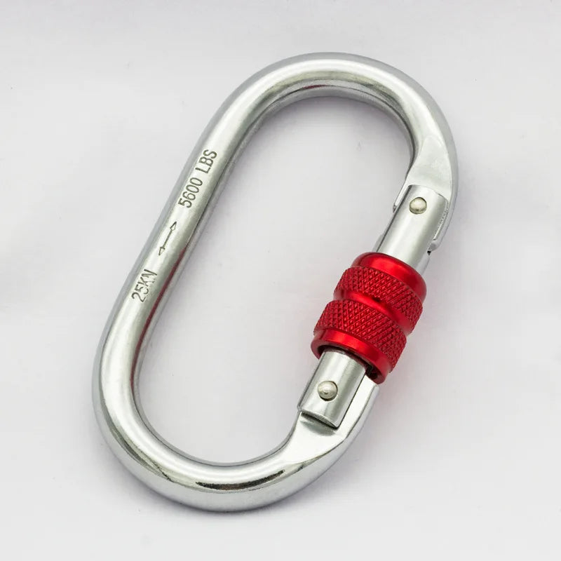 Chrome Plated O Type 25KN Mountaineering Buckle Outdoor Rock Climbing Main Lock Yoga Hammock Connection Ring for Rock Climbing