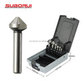 SUBORUI 6pcs HSS 3 Flute Round Shank 90 Degree Chamfer Drill Bit Countersink Drill Bit Set for Metal