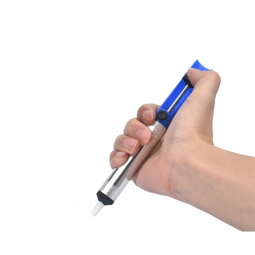 Durable Blue Semi-Aluminium Metal Desoldering Pump Tool Hand Welding Vacuums for Soldering Iron Removal Desoldering Station