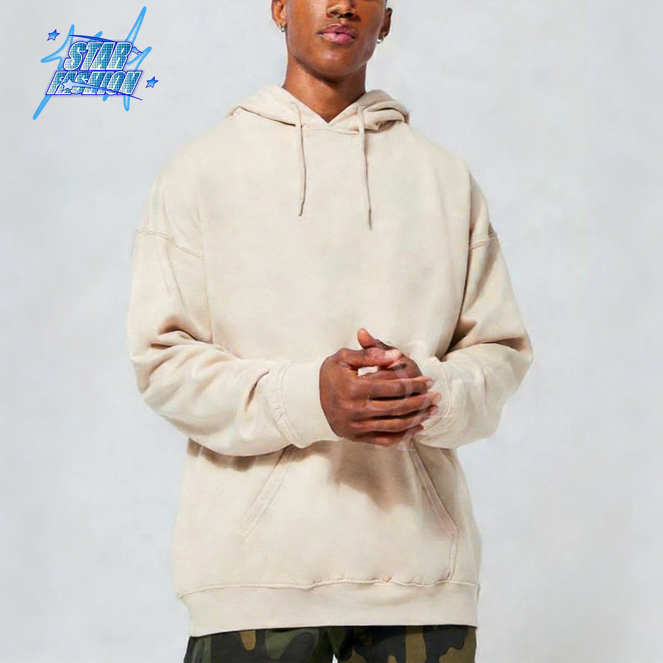Custom Screen Printing Logo Cotton Men's Hoodie Casual Heavyweight Fleece Sweatshirts for Men